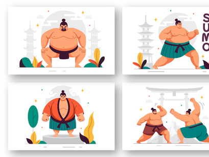 9 Sumo Wrestler Illustration