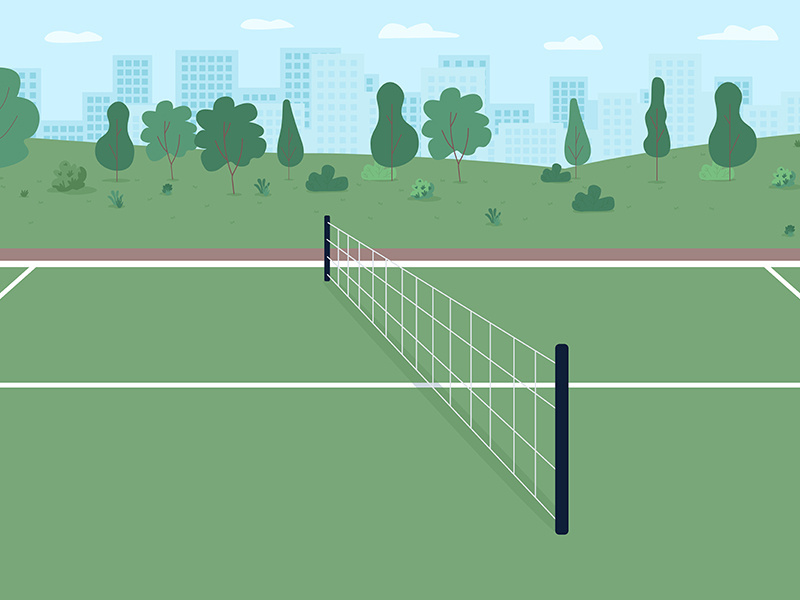 Tennis court flat color vector illustration