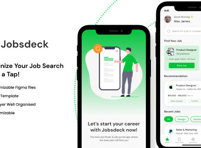 Jobsdeck - Job Finding Mobile App UI Kit Design