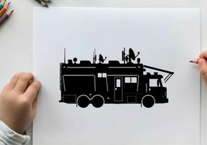 Silhouette of a fire truck with equipment