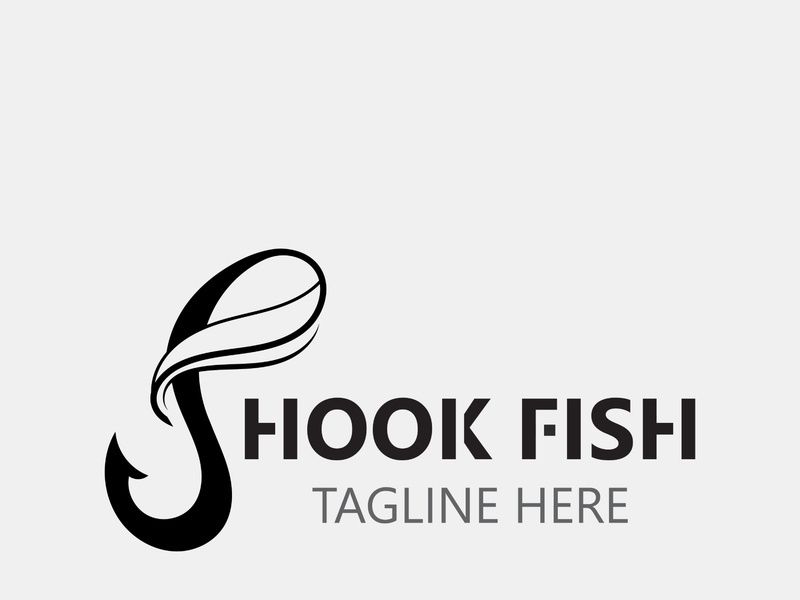 Hook Fishing logo simple and modern vintage rustic vector design style template illustration