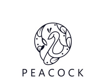 Peacock logo line art elegant concept icon design template flat vector illustration