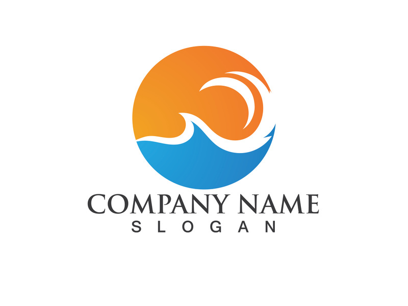 Blue water wave logo design template