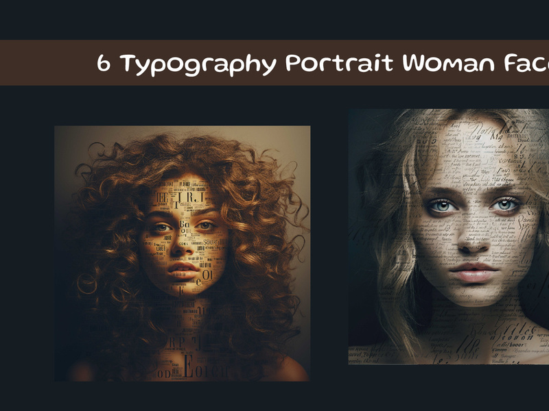 Typography Portrait Woman Face.