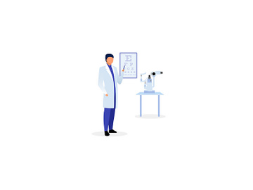 Doctor with eyesight chart flat vector illustration preview picture