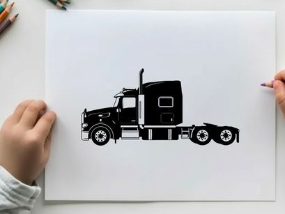 Silhouette of a semi truck with trailer