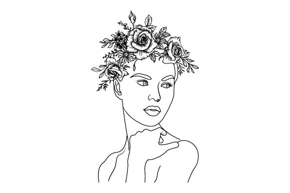 Line Art Flower Drawing Women
