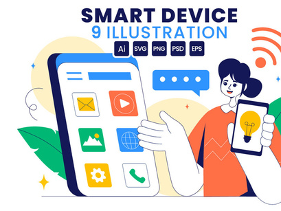 9 Connected Smart Devices Illustration