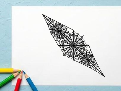 Spider Web with Dew Drops in Black and White Artistic Pattern