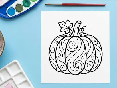 Decorative pumpkin illustration for autumn and Halloween. Artistic pumpkin design for seasonal decor and festive themes.