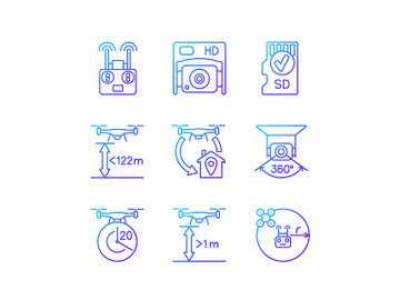 Drone care gradient linear vector manual label icons set preview picture