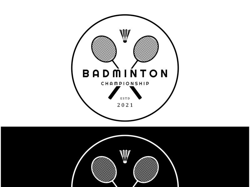 Modern Badminton logo design with Dynamic Shuttlecock and Racket, for championship, sport, sports shop, badminton school, business, company, tournament