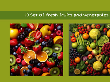 Set of fresh fruits and vegetables preview picture