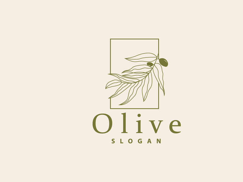 Olive Oil Logo, Olive Leaf Plant Herbal Garden Vector