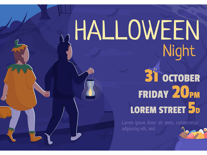 Halloween night banner template