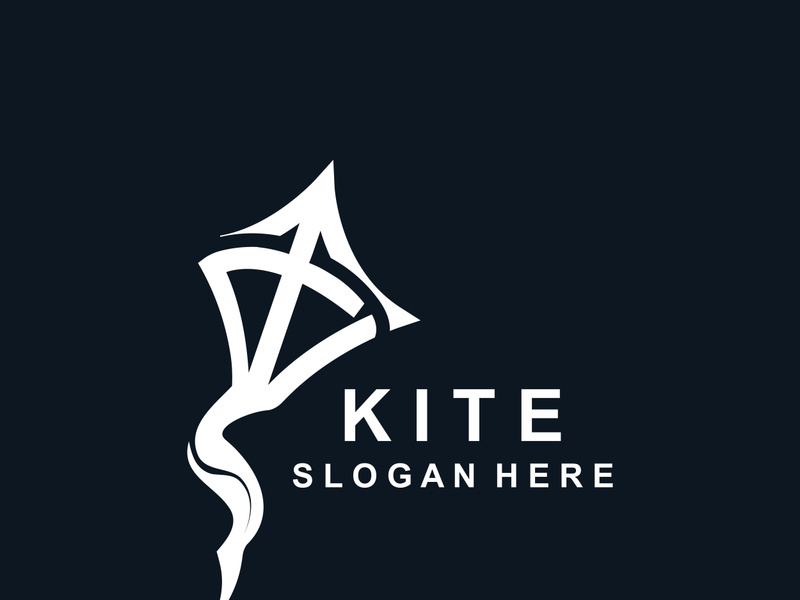 Kite logo design, flying paper kite Flat illustration vector company template