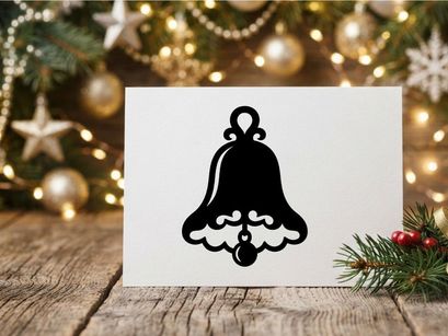 Christmas Bell Icon with Holly for Holiday Decorations and Greetings