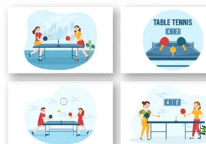 11 Playing Table Tennis Sports Illustration