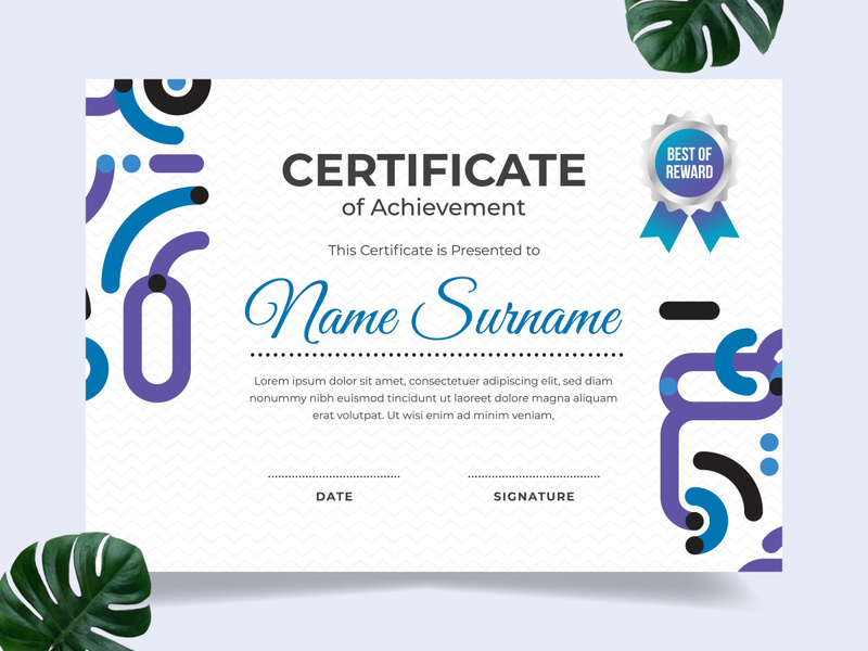 Modern certificate design template