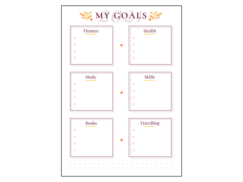 2021 goal spread minimalist planner page design