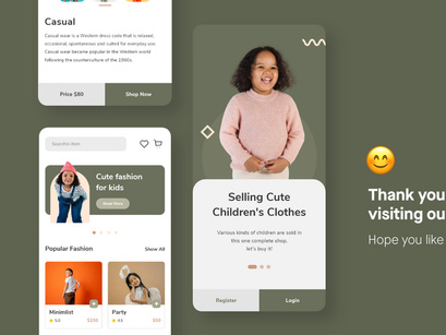 Children Clothing Store Mobile App UI Kit