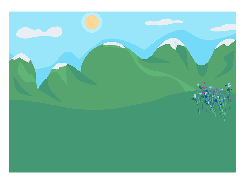 Mountain clearing flat color vector illustration