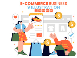 9 E-commerce Transactions Business Illustration preview picture