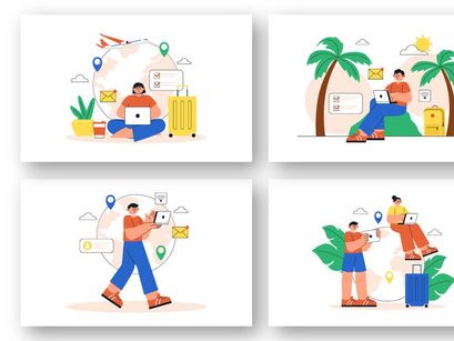 12 Digital Nomad Lifestyle Illustration