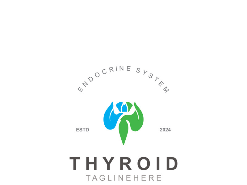 Thyroid Gland human Endocrine System structure logo thyroid care simple template design