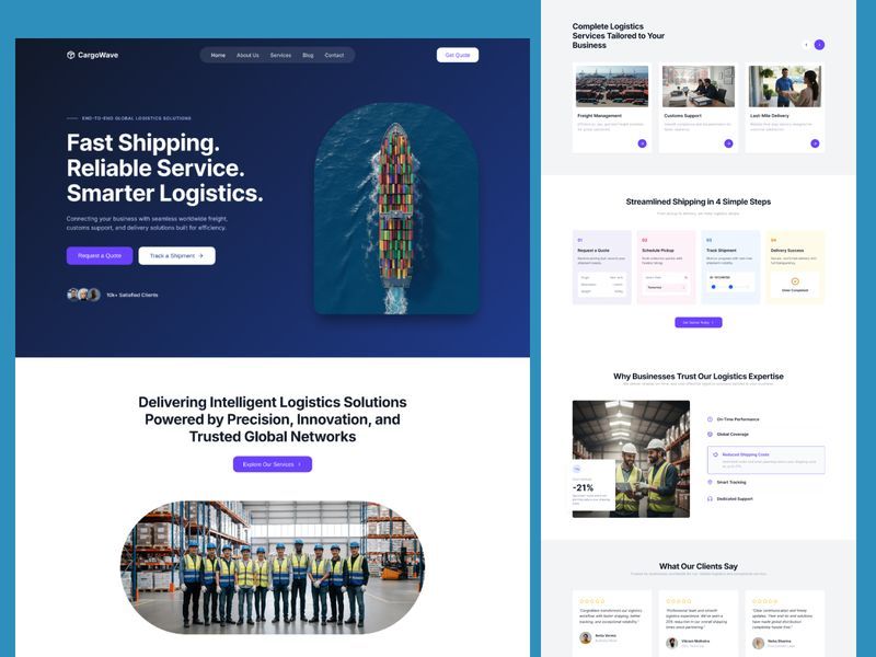 CargoWave Logistics Website Design | Modern Shipping & Freight