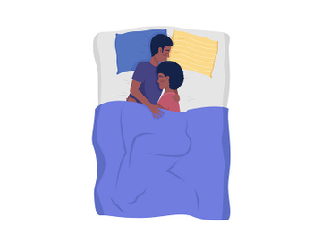 Young family sleeping in bedroom semi flat color vector characters preview picture