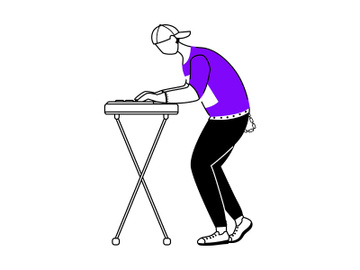 Keyboardist flat contour vector illustration preview picture