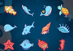 Underwater fish and animals vector illustration cartoon.