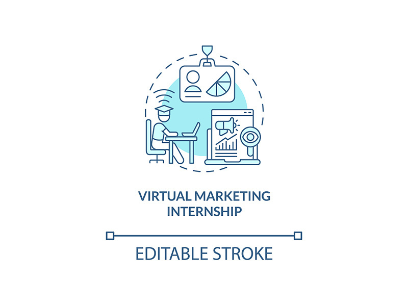 Virtual marketing internship concept icon