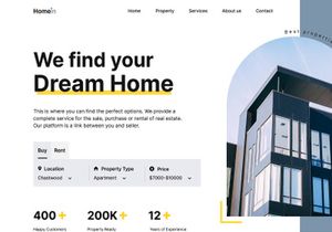 Real estate landing page UI
