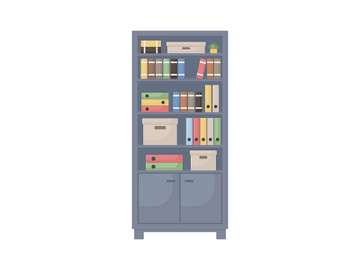 Office cupboard with documents semi flat color vector object preview picture