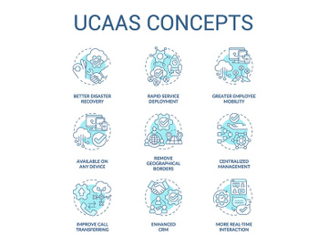 UCaaS concept turquoise icons set preview picture