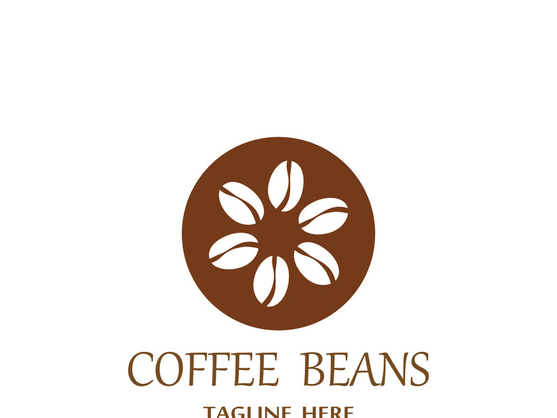 Coffee bean logo for cafe, business, label.