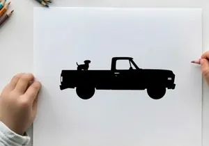 Silhouette of a pickup truck with a spare tire