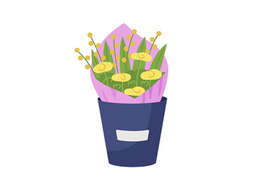 Yellow flowers arrangement semi flat color vector object preview picture