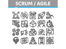 Scrum Agile Collection Elements Vector Icons Set
