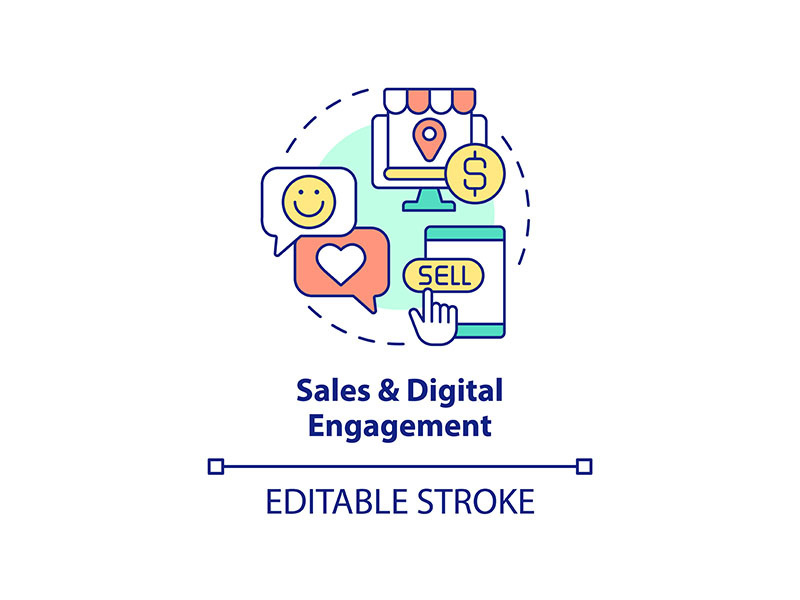 Sales and digital engagement concept icon
