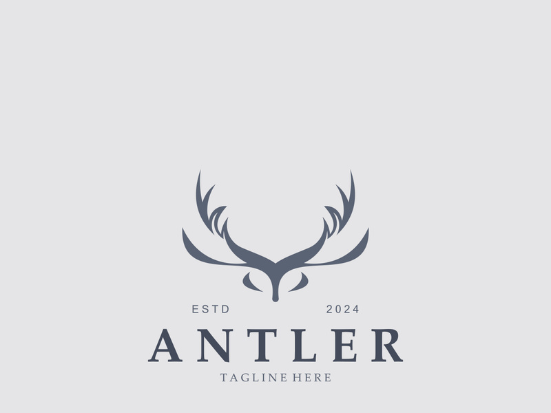 Deer antler logo for hunting and adventure community in nature simple and elegant symbol