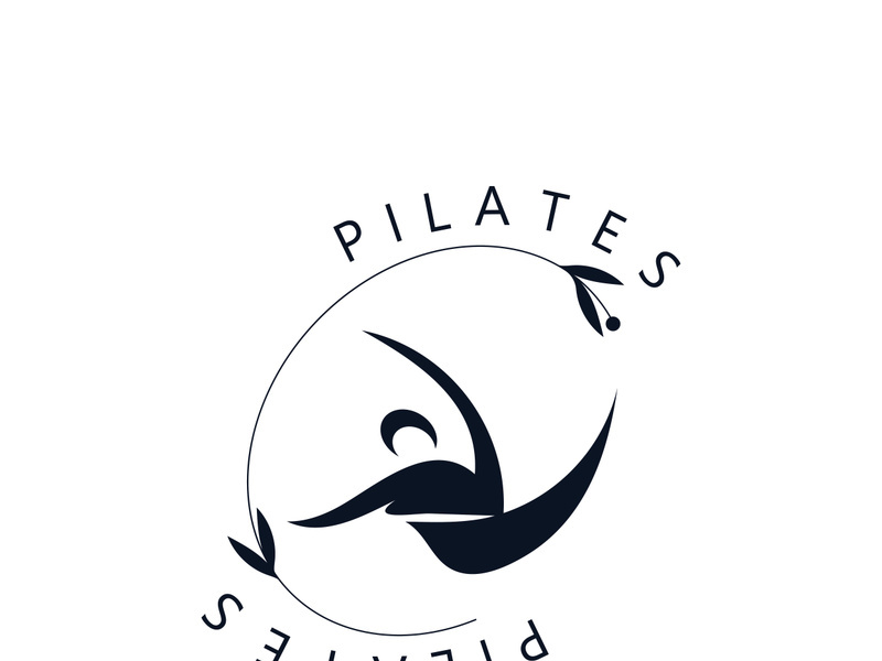 Abstract Pilates Logo, Yoga identity body balance vector monoline Design Template. wellness lifestyle