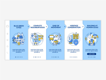 Urban design principles blue and white onboarding template preview picture