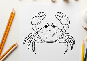 Cute cartoon crab smiling vector illustration flat design