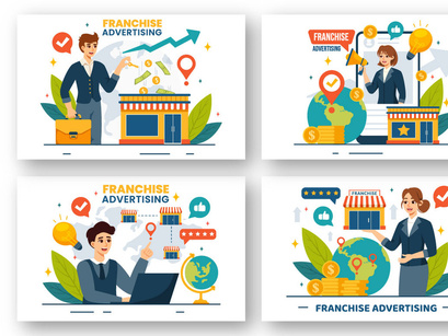 12 Franchise Advertising Business Illustration