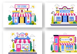 10 Toy Store Vector Illustration