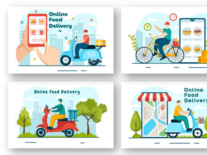 12 Online Food Delivery Illustration
