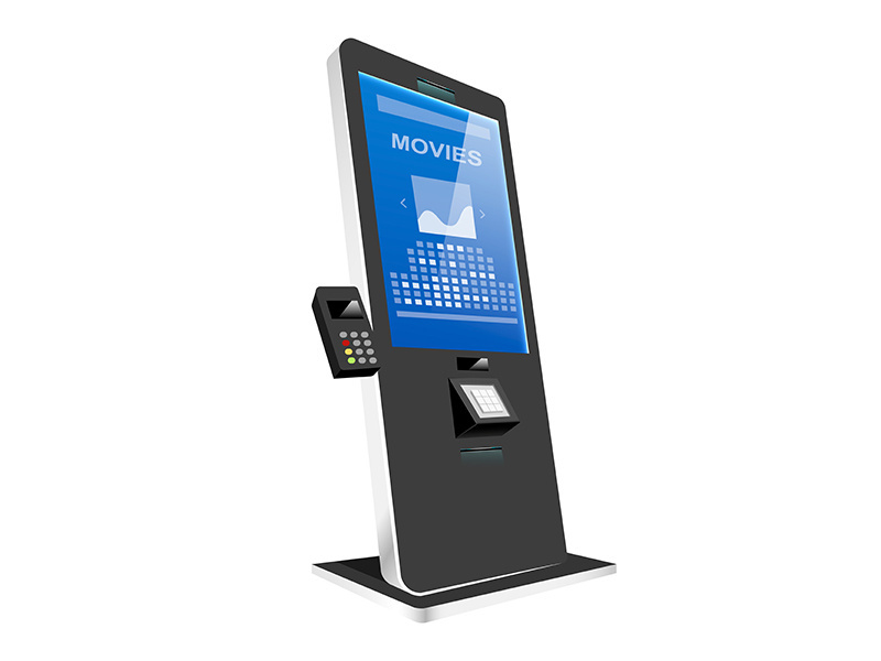 Tickets kiosk with terminal realistic vector illustration
